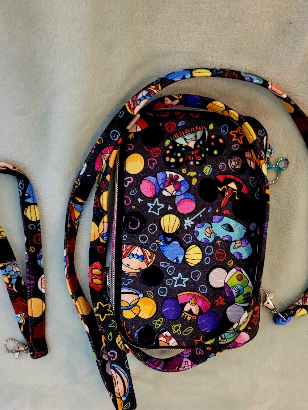 Disney Black Crossbody Bag with Multicolor Space Mickey Print